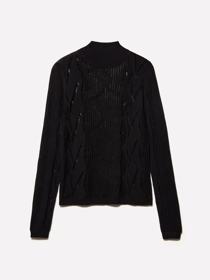 Open-knit sweater - women's crew neck sweaters - Black | Sisley image number 6